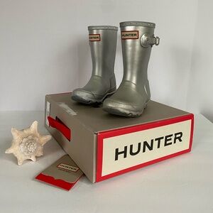 Hunter Original Kids Metal Silver Rain Boot Size US 9B/10G